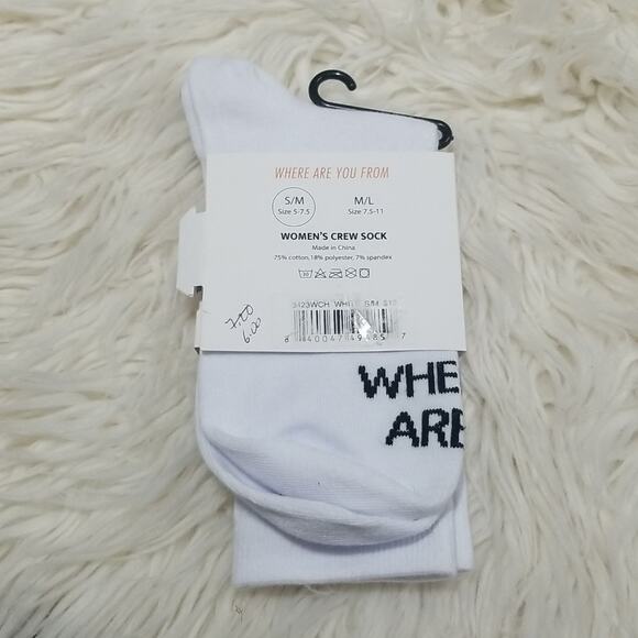 NEW! WAYF Where are you From? Women's crew socks white size S/M - Picture 2 of 3